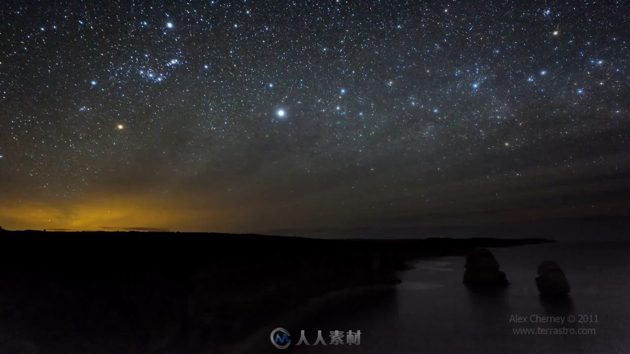 延时摄影海洋夜晚的星空高清实拍视频素材