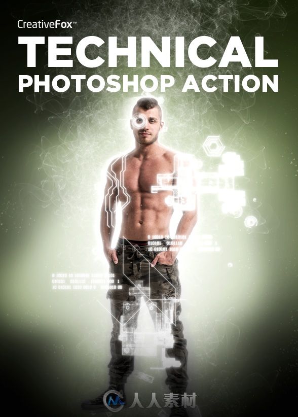 科技化人物特效PS动作GraphicRiver - Technical Photoshop Action 14471920