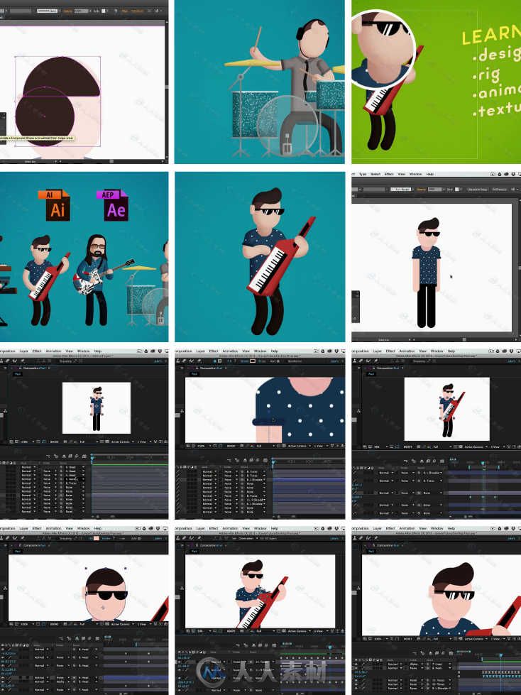 AE摇滚音乐卡通角色动画制作视频教程 Skillshare Rock Out with Character Animation