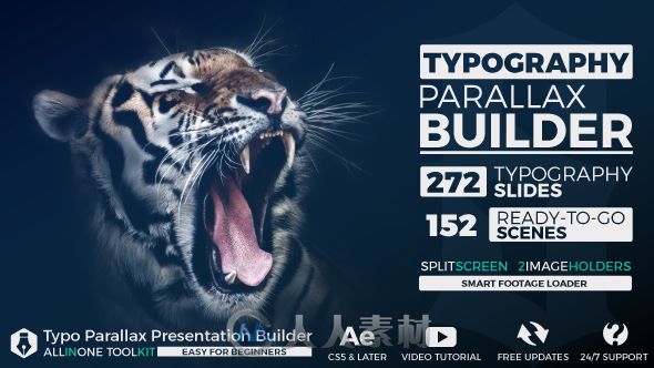 超级视差创意设计展示动画AE模板 Videohive Big Typo Parallax Presentation Build...