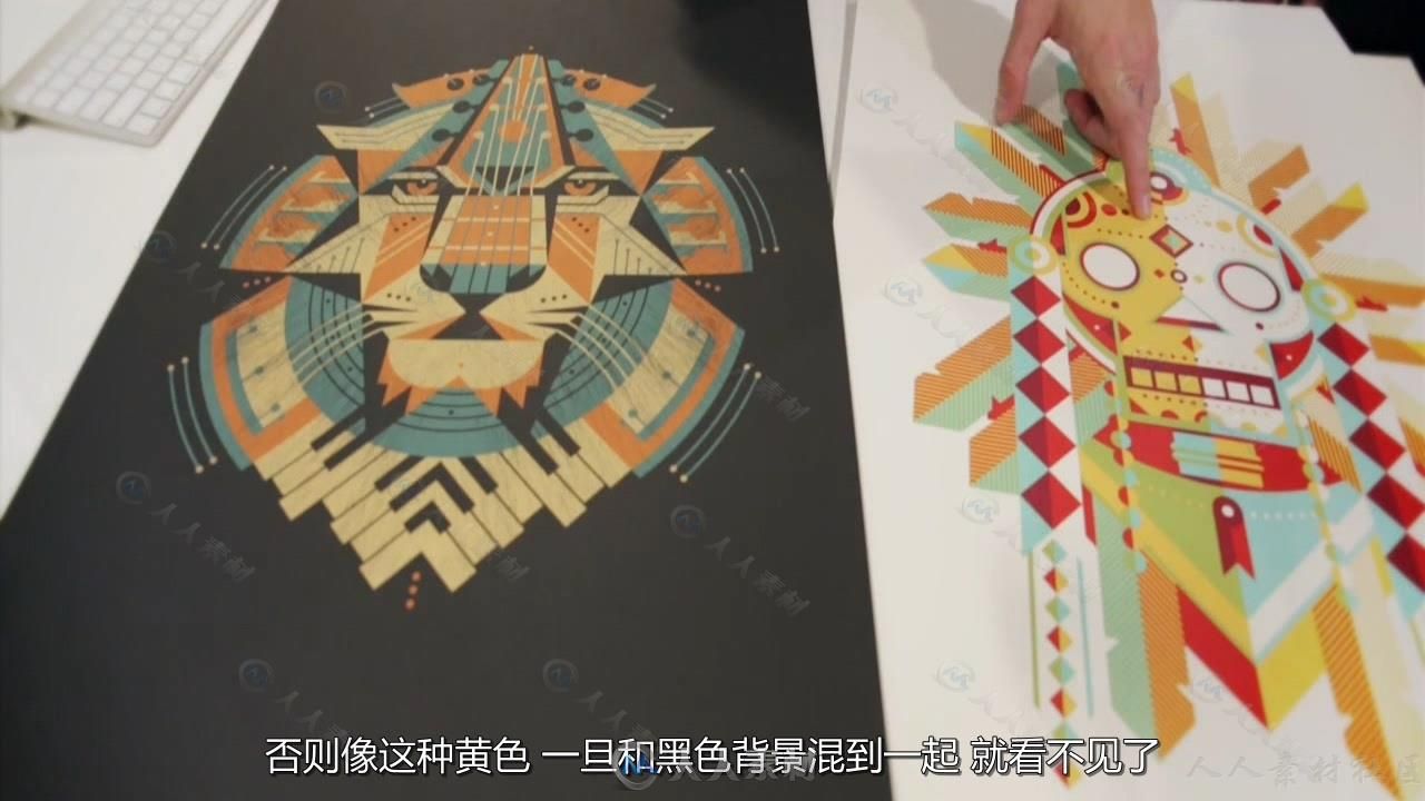 第68期中文字幕翻译教程《几何概念艺术动物形象插画绘制训练视频教程》人人素材字幕