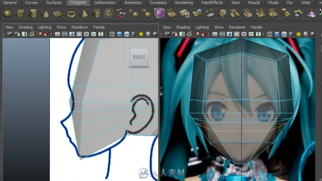 MAYA快速初音建模教程