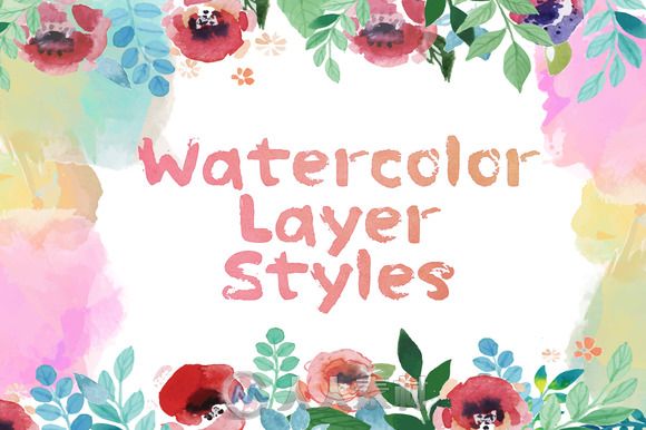 30种水彩PS图案30 Watercolor Layer Styles