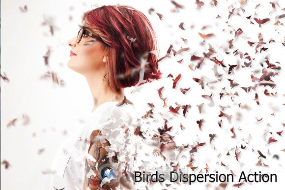 小鸟风格人物消散特效PS动作Birds Dispersion