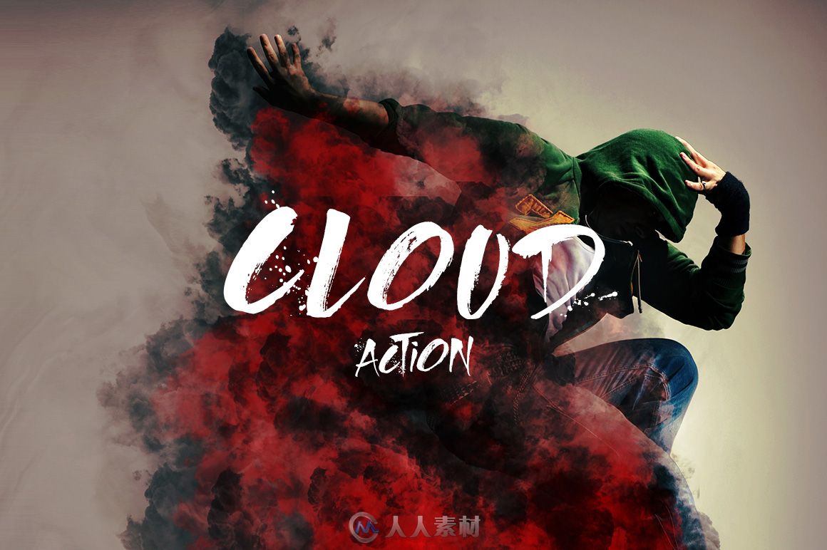 烟云遮挡人物特效PS动作Cloud Photoshop Action