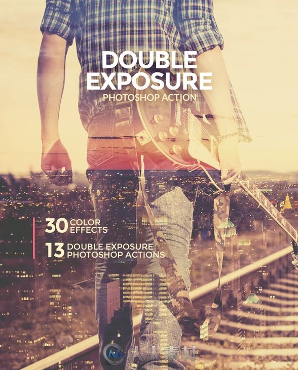 人物动物风景照片双曝光合成特效PS动作GraphicRiver - Double Exposure Photoshop