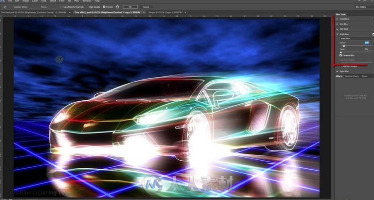PS汽车电子争霸战光效合成视频教程Photoshop The Tron Effect
