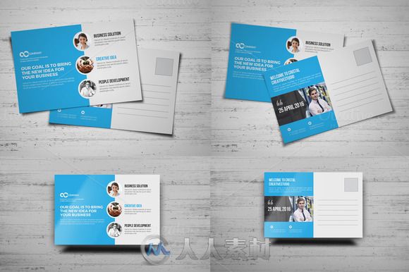 五合一邮政卡片合辑PSD模板5_in_1_Postcard_Template_Bundle