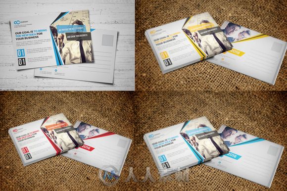 五合一邮政卡片合辑PSD模板5_in_1_Postcard_Template_Bundle