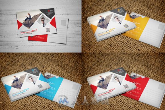 五合一邮政卡片合辑PSD模板5_in_1_Postcard_Template_Bundle