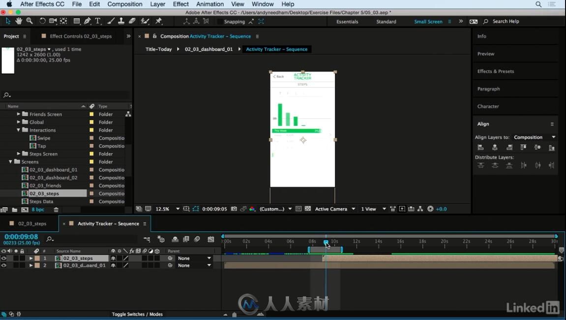 扁平化手机APP界面UI制作AE教程 Lynda – After Effects Creating a Mobile App In...