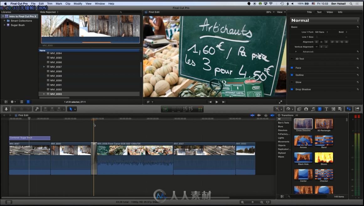 FCPX教程：25分钟快速学习 Final Cut Pro X 软件操作流程（导入/编辑/输出）（链接...