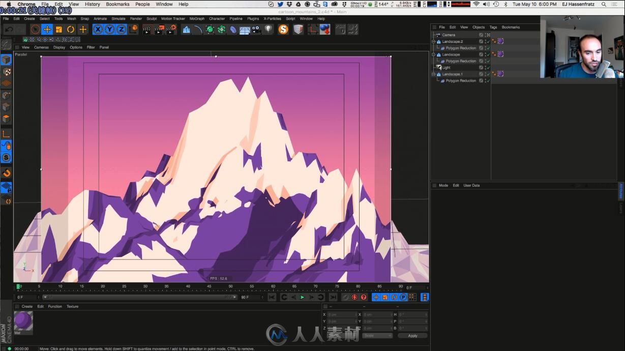 低多边形卡通高山C4D教程 How to Create Cartoon Mountains in Cinema 4D