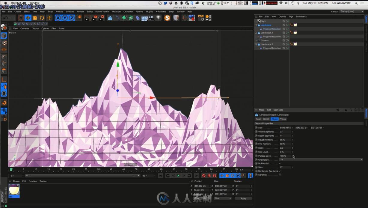 低多边形卡通高山C4D教程 How to Create Cartoon Mountains in Cinema 4D