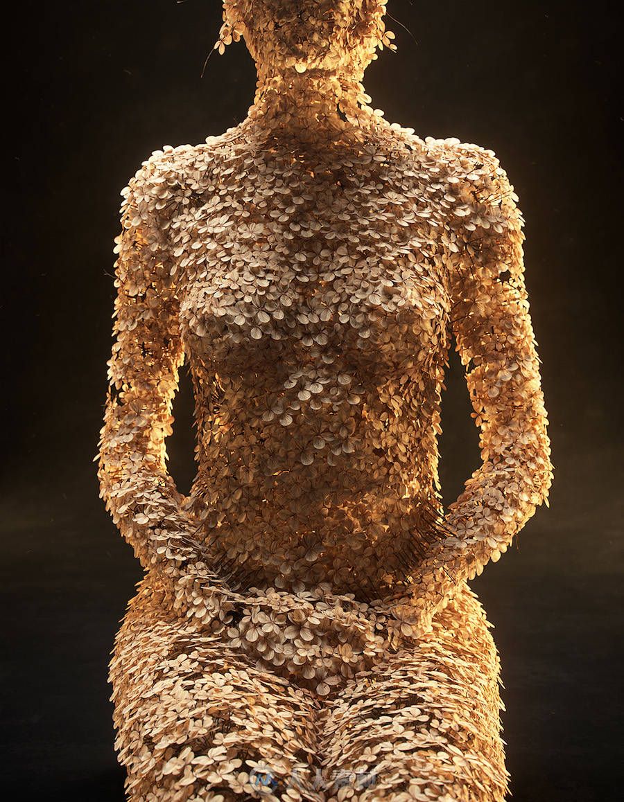 花瓣黏贴成的女人-Digital Woman Sculptures Shaped by Flowers