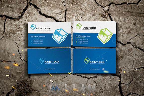 彩色印刷版商务名片PSD模板paint_box_business_card