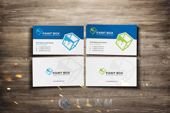 彩色印刷版商务名片PSD模板paint_box_business_card