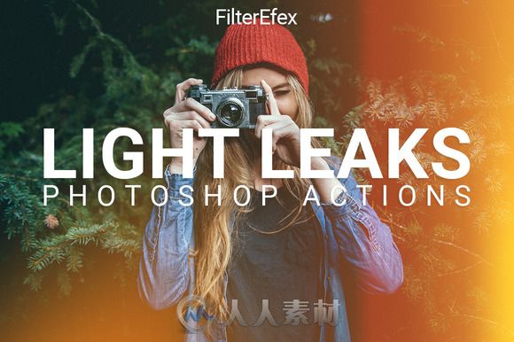 光漏效果照片处理特效PS动作Light Leaks Photoshop Actions