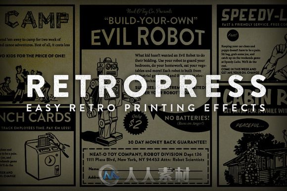 复古新闻印刷制作PS动作RetroPress - Photoshop Actions