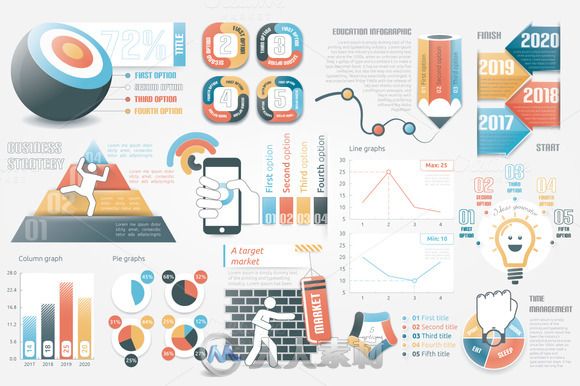 图表展示Ai模板Infographic Elements Graphs