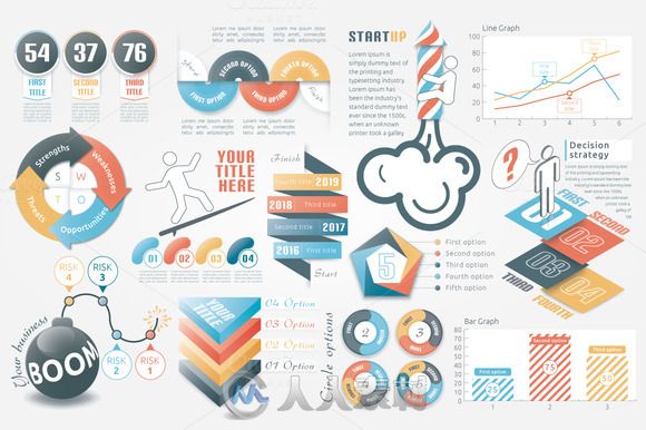 图表展示Ai模板Infographic Elements Graphs