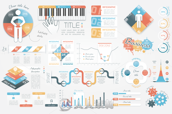 图表展示Ai模板Infographic Elements Graphs