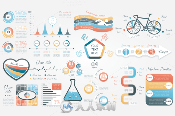 图表展示Ai模板Infographic Elements Graphs