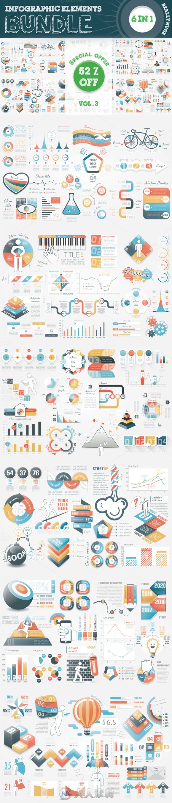 图表展示Ai模板Infographic Elements Graphs