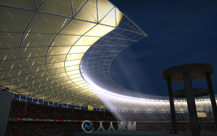 动画形式坐满观众足球场3Dmax模型TurboSquid - Soccer Stadium with animated fans