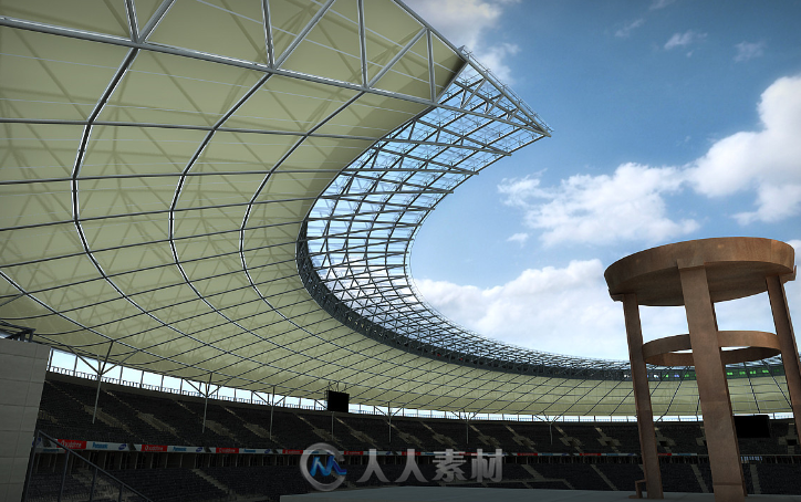 动画形式坐满观众足球场3Dmax模型TurboSquid - Soccer Stadium with animated fans