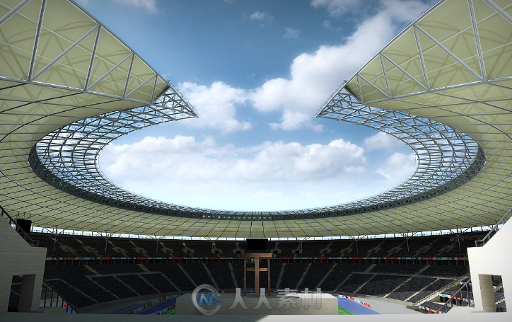 动画形式坐满观众足球场3Dmax模型TurboSquid - Soccer Stadium with animated fans