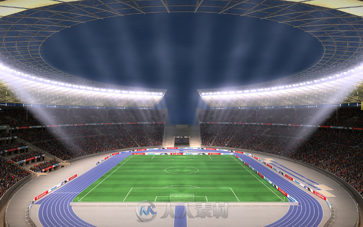 动画形式坐满观众足球场3Dmax模型TurboSquid - Soccer Stadium with animated fans