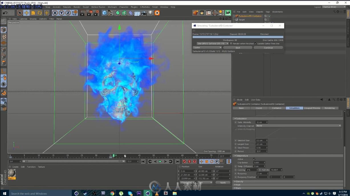 恶灵骑士火焰骷髅头C4D教程 TurbulenceFD Fire Skull – Cinema 4D and After Effe...