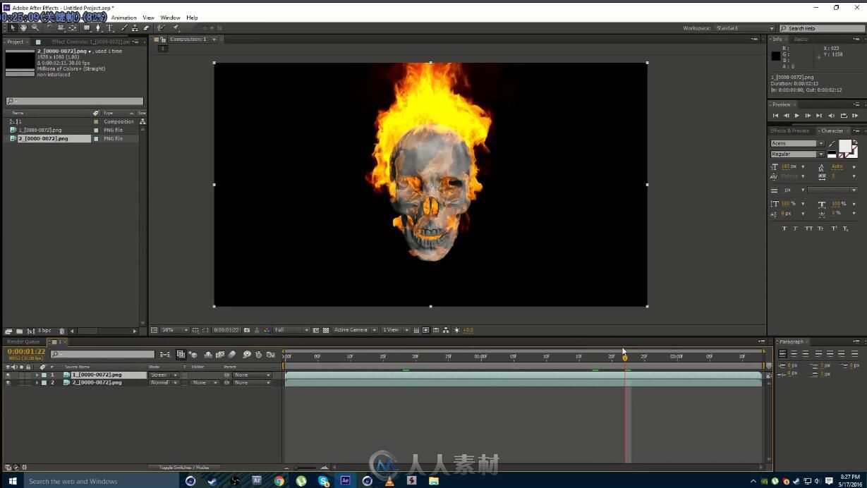 恶灵骑士火焰骷髅头C4D教程 TurbulenceFD Fire Skull – Cinema 4D and After Effe...