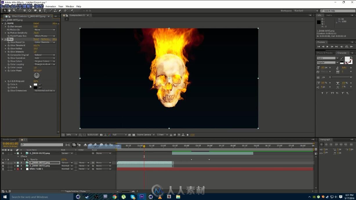 恶灵骑士火焰骷髅头C4D教程 TurbulenceFD Fire Skull – Cinema 4D and After Effe...