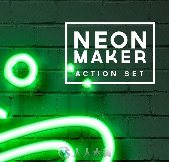 霓虹灯效果文字制作PSD字模-neon-maker-action-set