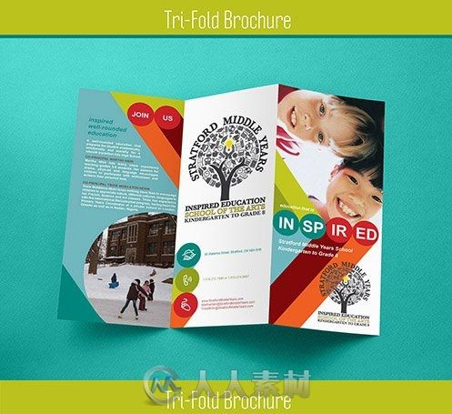 儿童主题三叠宣传册展示PSD模板PSD Mock-Up - Tri-Fold Brochure