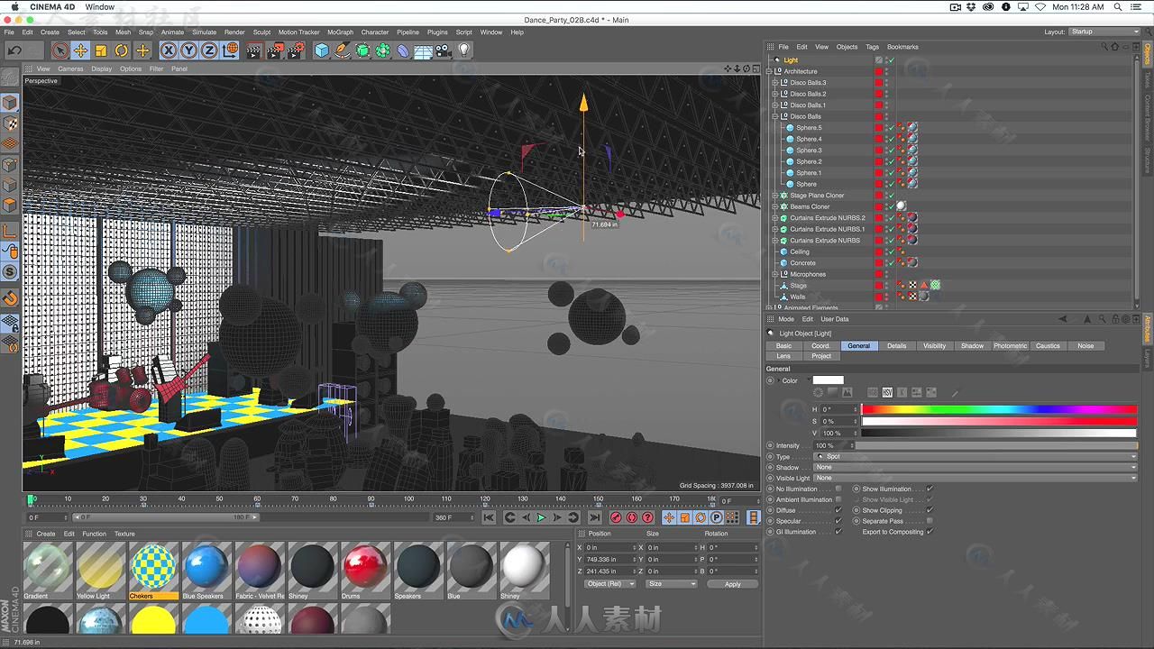 C4D虚拟演唱会舞台场景实例制作视频教程 SKILLSHARE ANIMATING WITH DEFORMERS IN ...