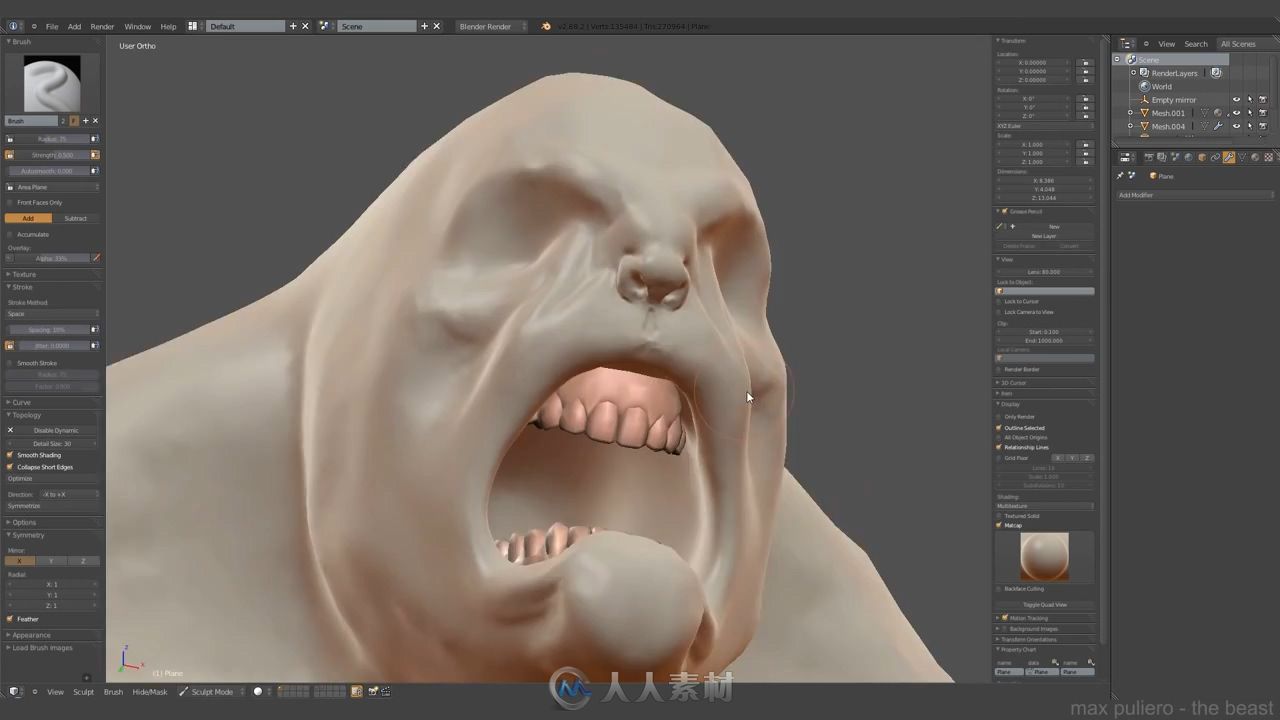 [Blender] The Beast- Modeling in Blender 在Blender製造一個野人 詳細教學4.2G