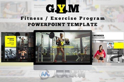 运动健身PPT模板Fitness Center Powerpoint Template