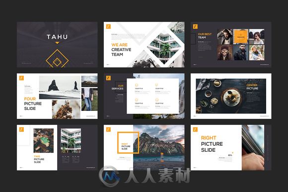 山河湖海PPT模板TAHU PowerPoint Template