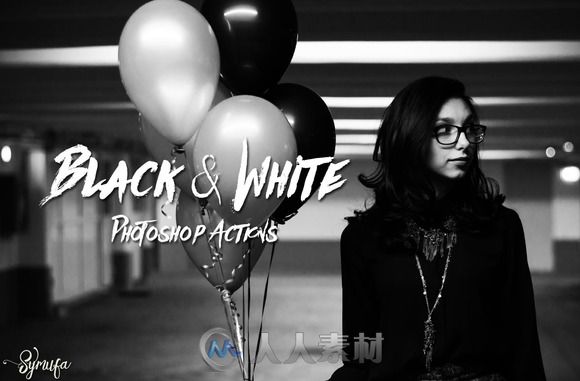 60款黑白照片调色PS动作60 Black &amp; White Actions Effects 132375