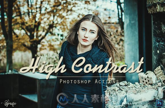 50款高对比度照片调色PS动作50 High Contrast Photoshop Actions 496735