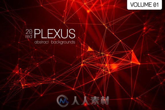 20款红色神经丛林背景高清图片20 Red Abstract Plexus Backgrounds 682318