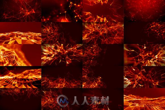 20款红色神经丛林背景高清图片20 Red Abstract Plexus Backgrounds 682318