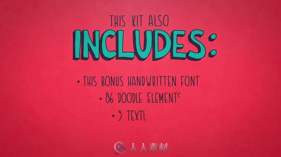 时尚文字涂鸦字幕标题幻灯片动画AE模板  Videohive Doodle Typeface Kit 12324543