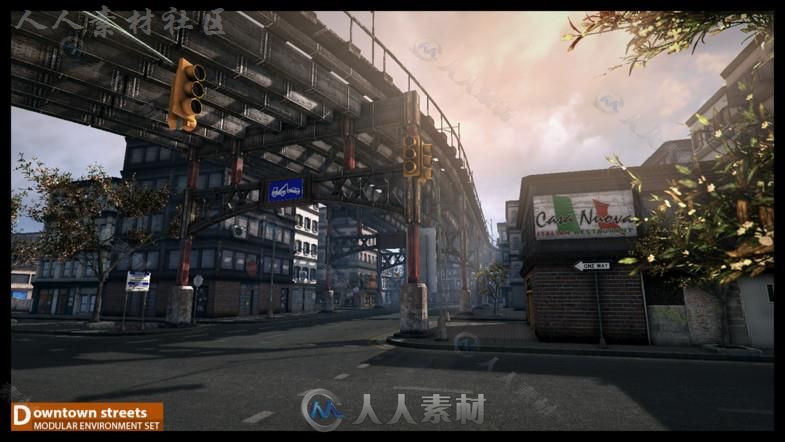 繁华的街道城市环境Unity3D资源素材