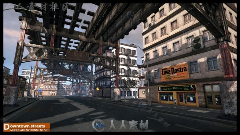 繁华的街道城市环境Unity3D资源素材