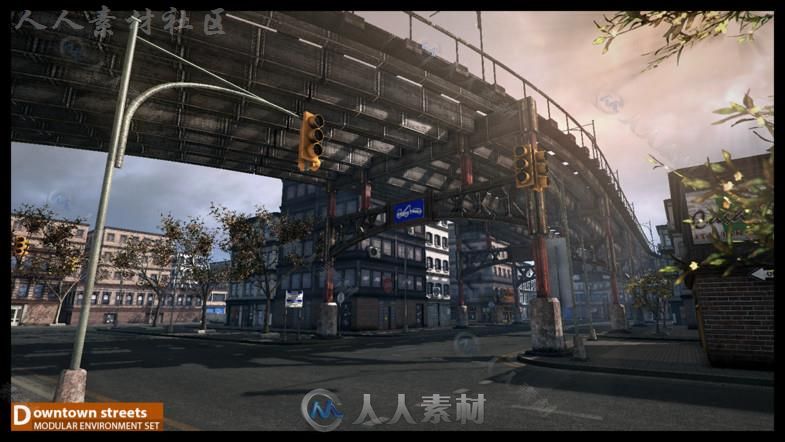 繁华的街道城市环境Unity3D资源素材