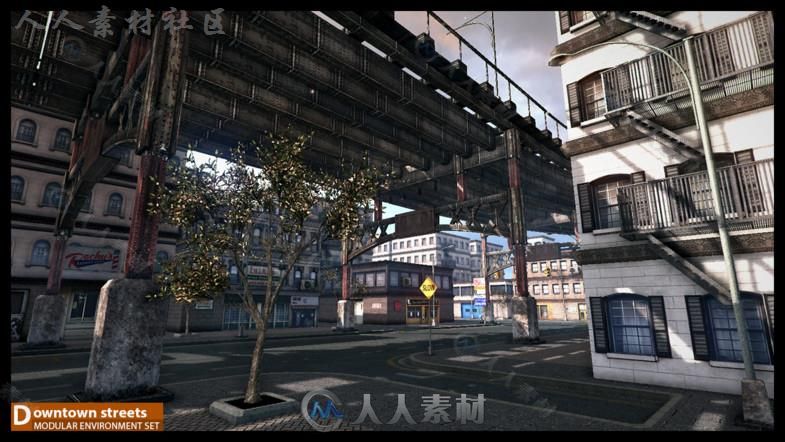 繁华的街道城市环境Unity3D资源素材